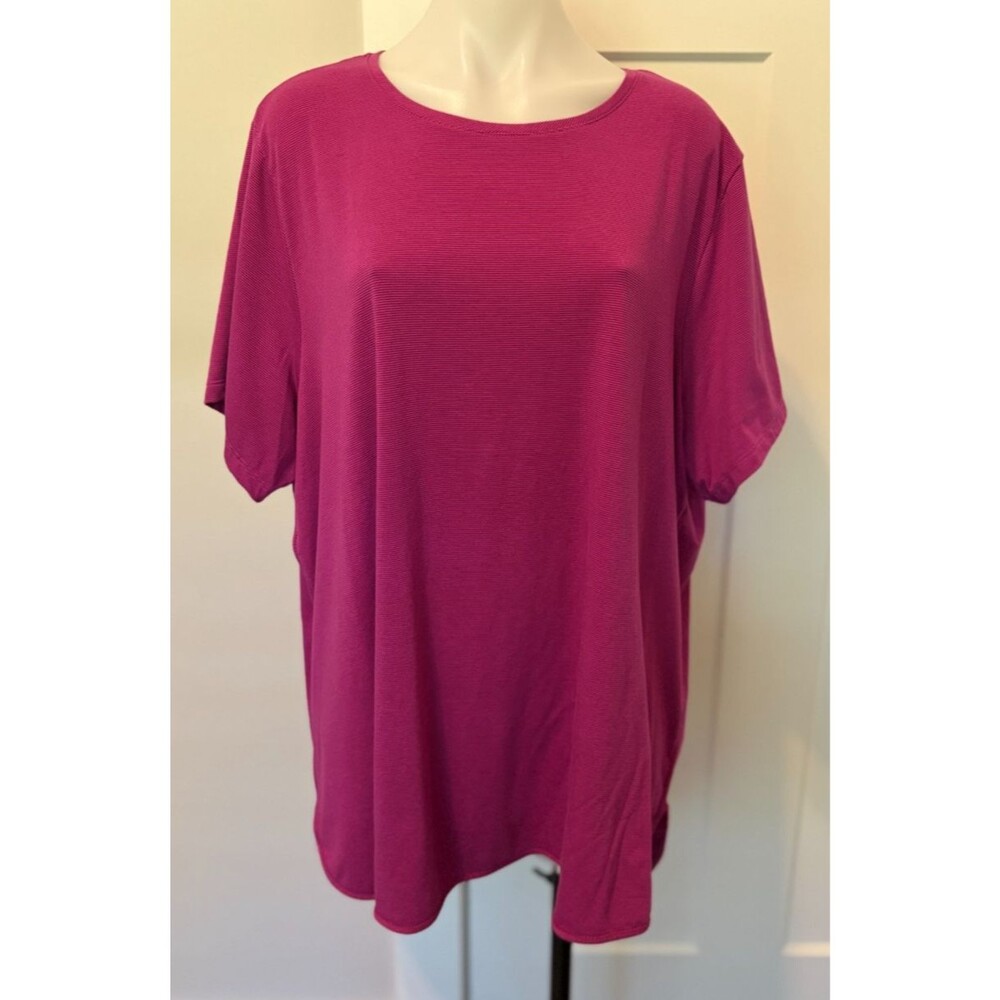LANDS END Womens Knit TOP Short Sleeve PINK Size 3X 24W-26W